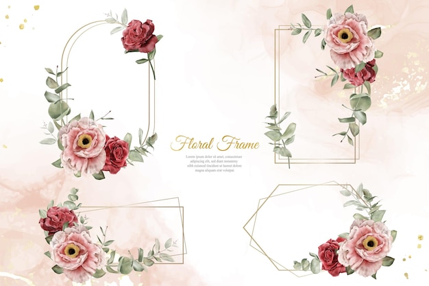 Vector aquarel floral frames multi purpose template design-collectie