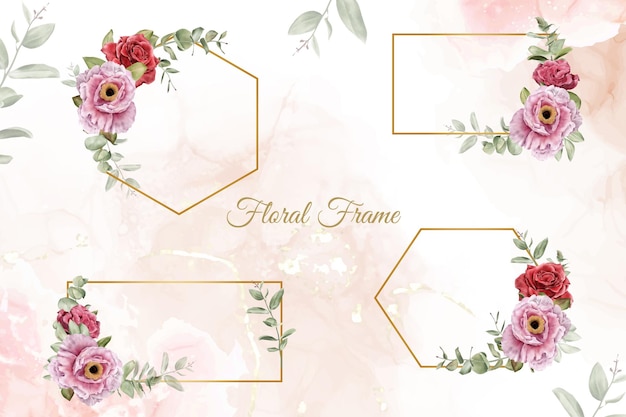 Vector aquarel floral frames multi purpose template design-collectie