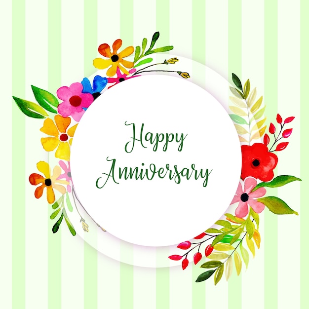 Aquarel Floral Happy Anniversary Frame achtergrond