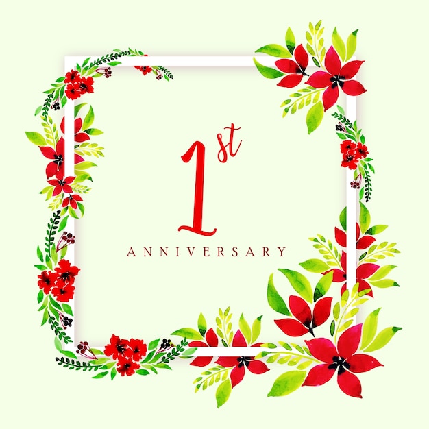 Aquarel floral happy anniversary frame achtergrond