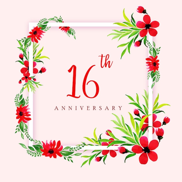 Aquarel floral happy anniversary frame achtergrond