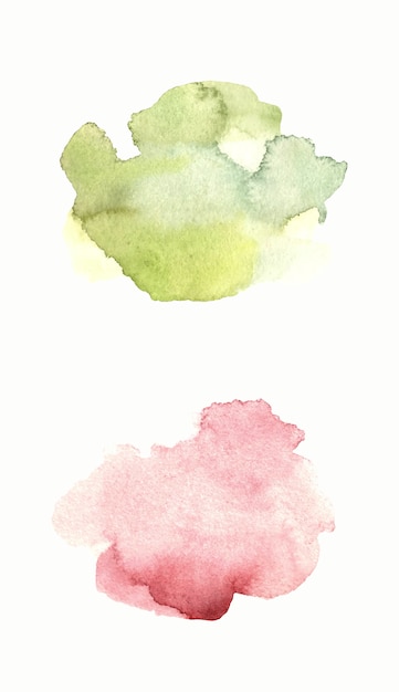 Vector aquarel groen en roze getextureerde vlek.