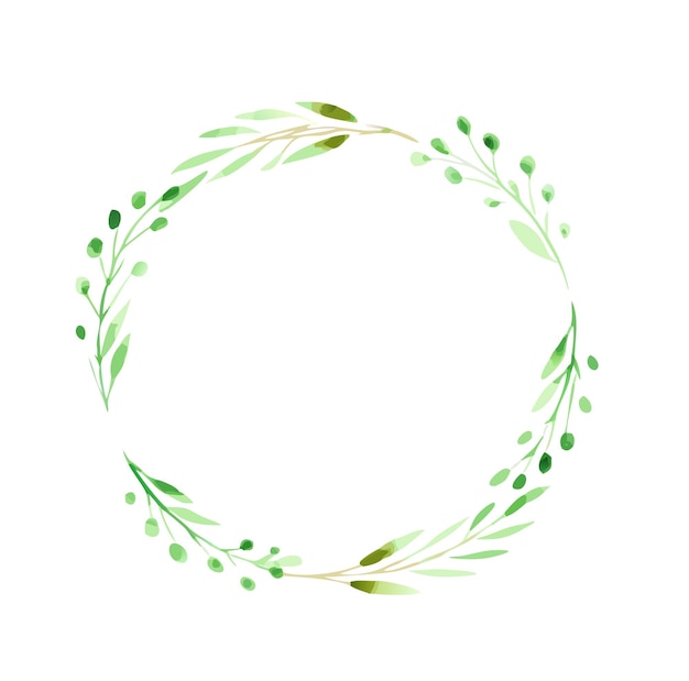 Aquarel Groene bloemenkrans Botanisch frame