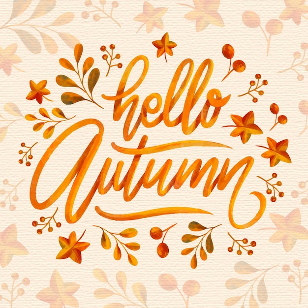 Aquarel hallo herfst belettering