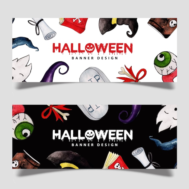 Aquarel halloween banner design