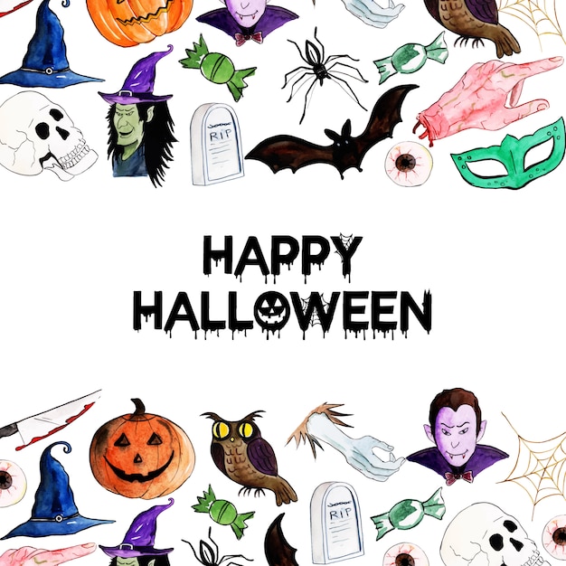 Aquarel halloween elementen achtergrond