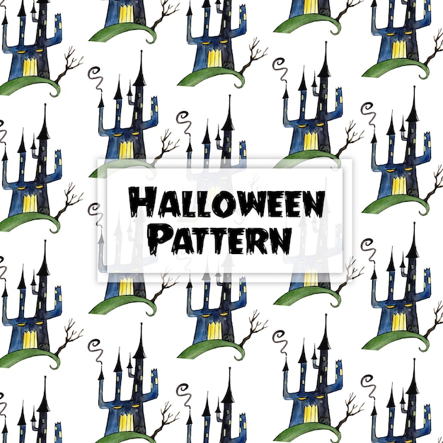 Aquarel halloween elementen patroon achtergrond