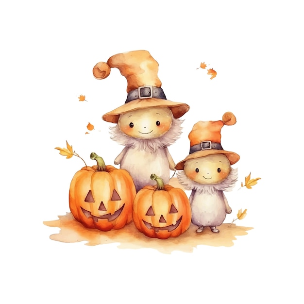 Aquarel Halloween nacht clipart illustratie