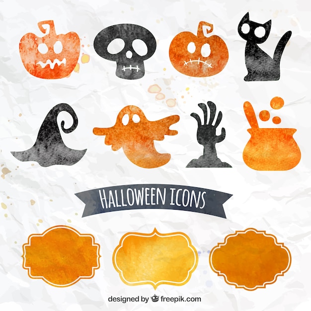 Aquarel halloween pictogrammen