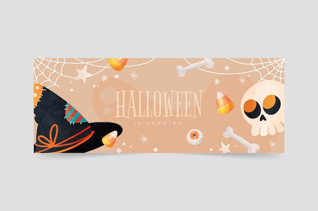 Vector aquarel halloween sociale media voorbladsjabloon