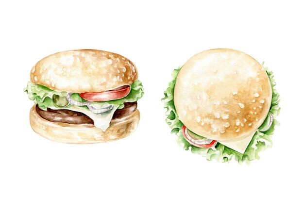 Aquarel hamburger.