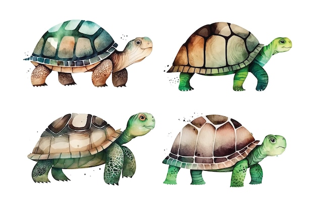 Aquarel hand tekenen verf minimale cartoon schildpad