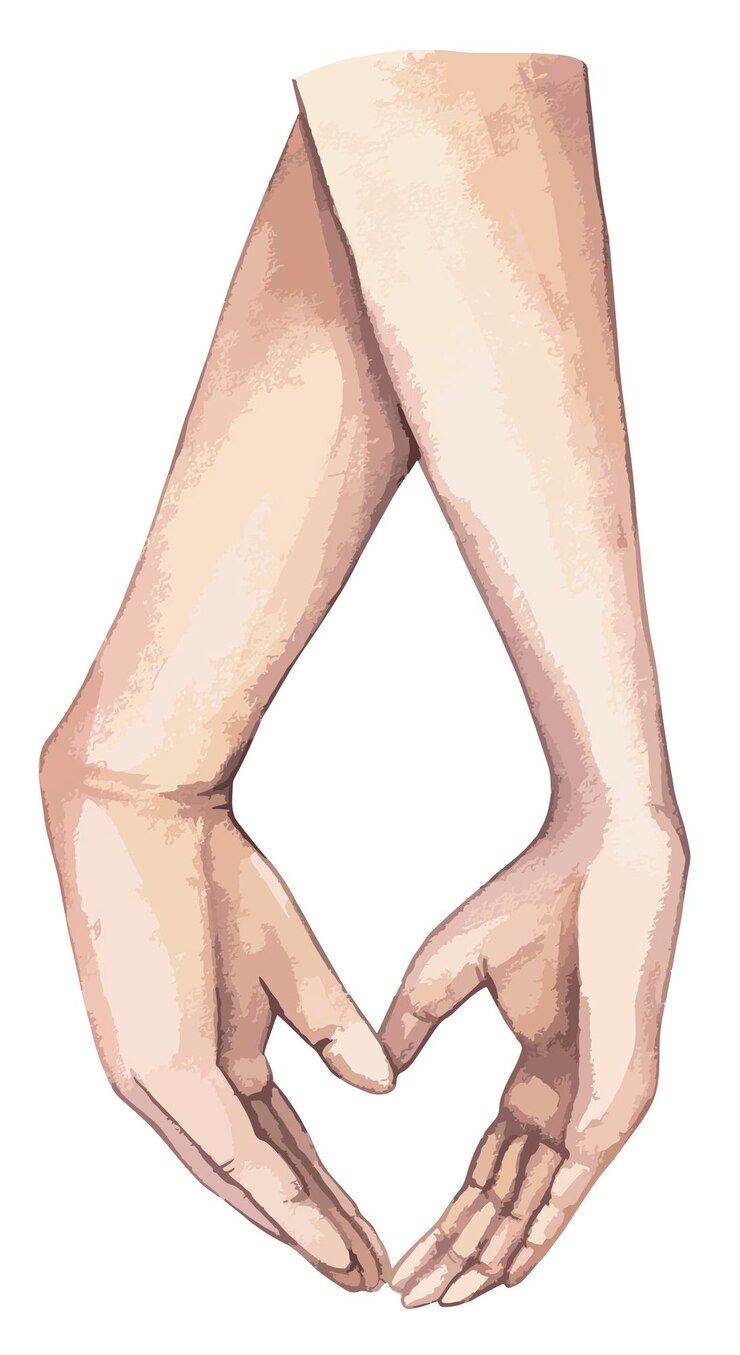 Vector aquarel handen, paar hand in hand clipart
