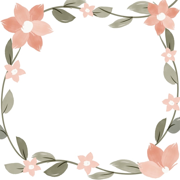Aquarel handgeschilderd frame met bloemen en takken Frame voor huwelijksuitnodigingen bewaar deze datum