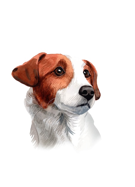 Aquarel handgeschilderde beagle hond illustratie