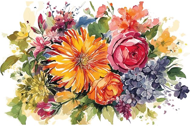 Aquarel handgeschilderde bloem vector kunst schilderij illustratie