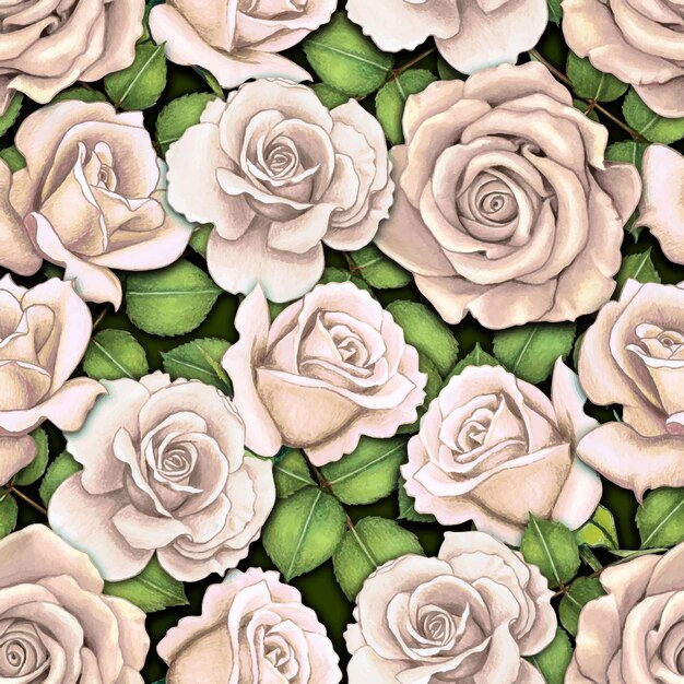 Aquarel handgetekende rozen naadloos patroon