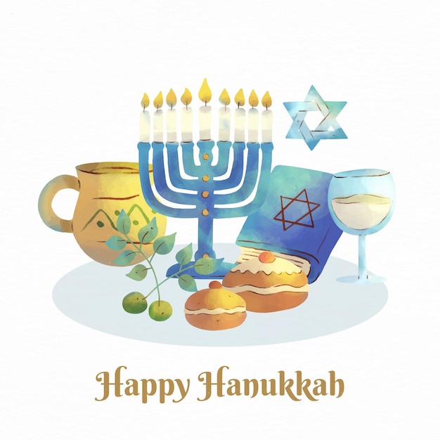 Aquarel hanukkah festival