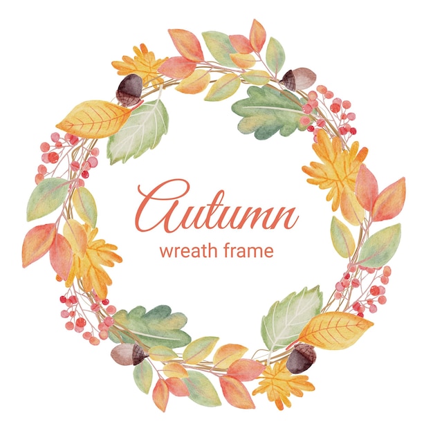 Aquarel herfst herfstbladeren krans frame banner of logo sjabloon