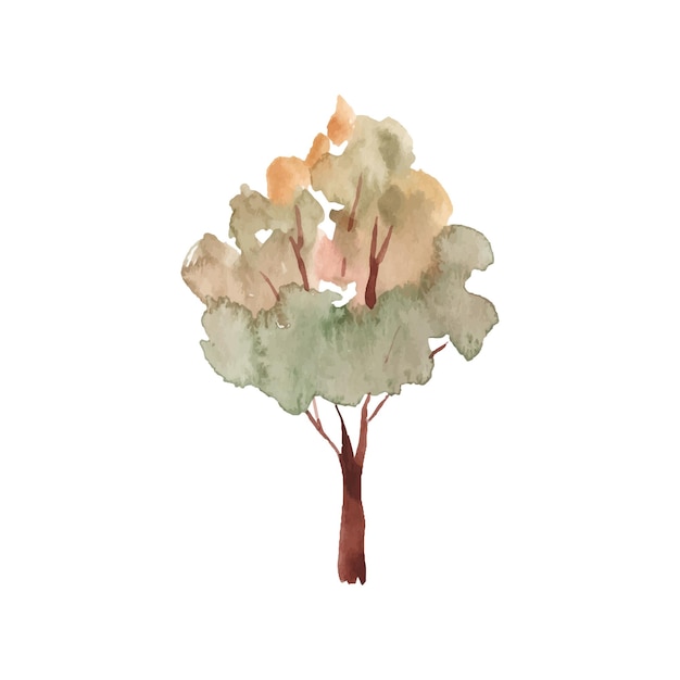 Aquarel herfstbomen van gele kleur Herfstbos