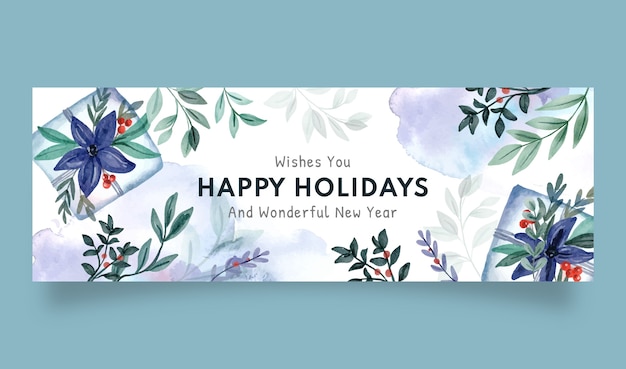 Aquarel horizontale happy holidays banner