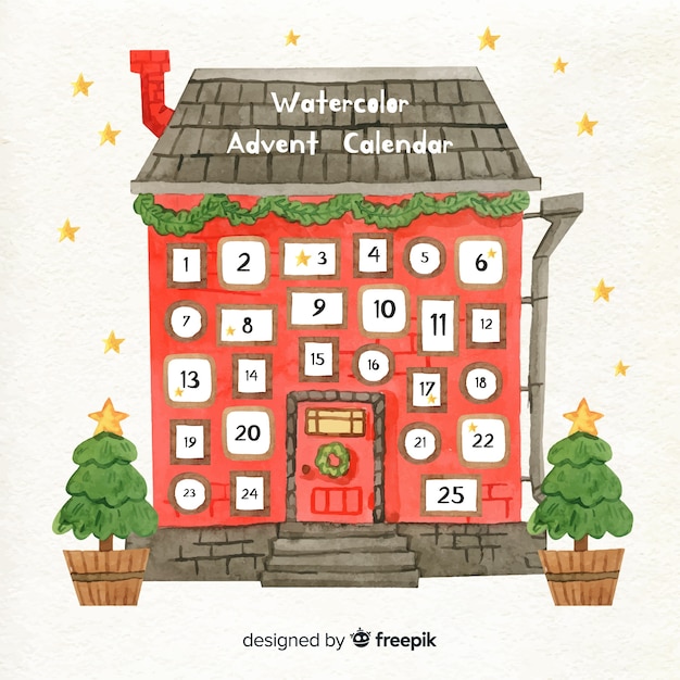 Aquarel huis adventskalender