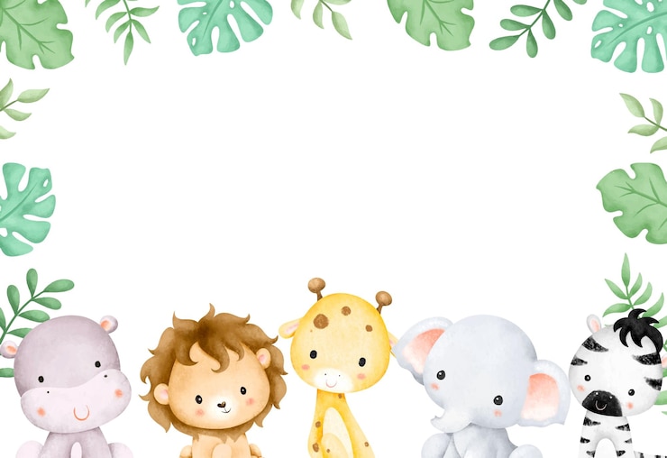 Vector aquarel illustratie baby safari dieren frame