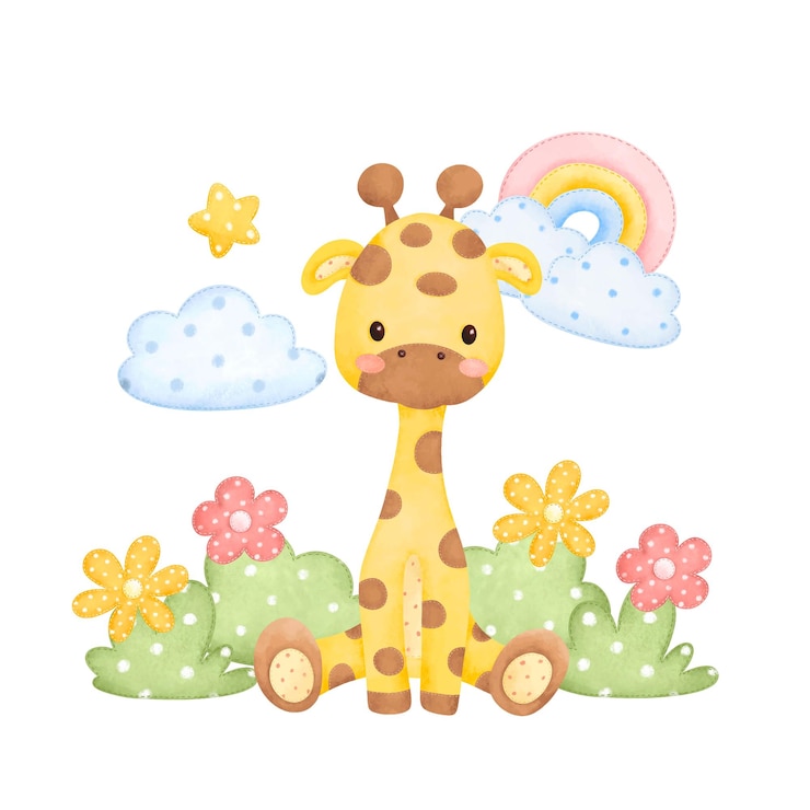 Vector aquarel illustratie giraf safari dier knuffels