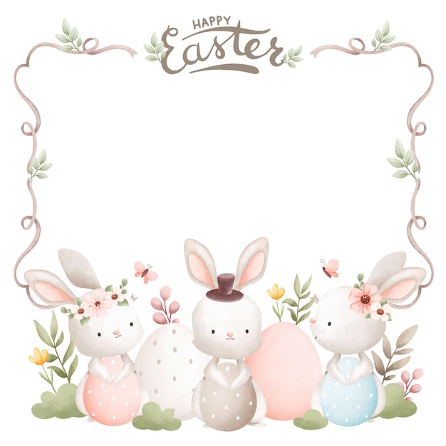 Aquarel illustratie Happy Easter frame