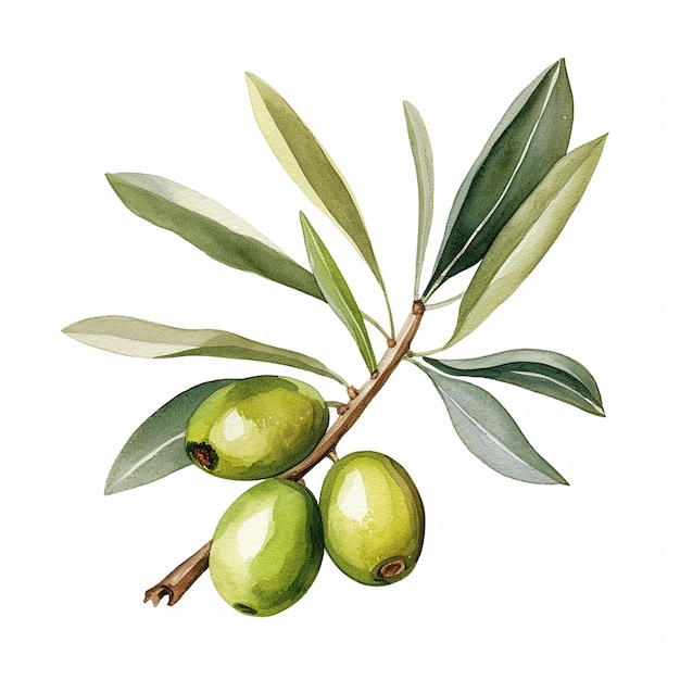 Aquarel illustratie olijfolie op witte achtergrond