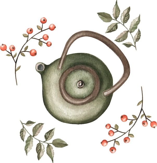 Aquarel illustratie theepot