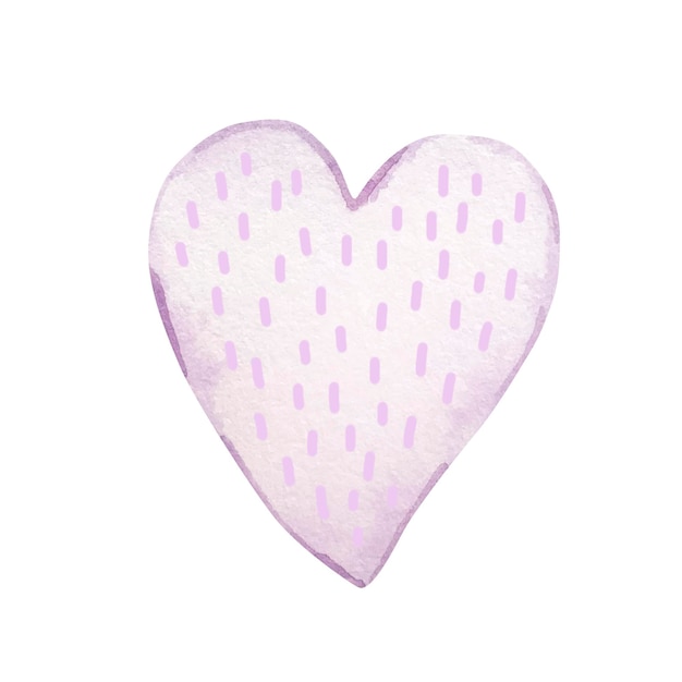 Aquarel illustratie Valentijnsdag, teder lichtpaars hart