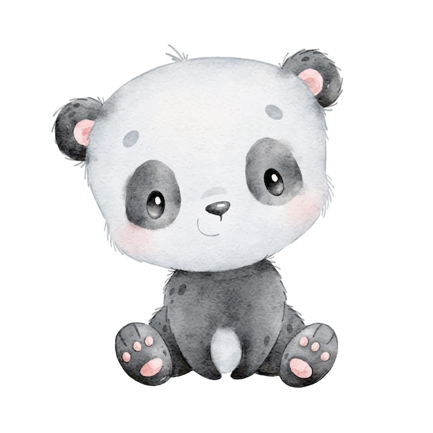 Aquarel illustratie van een cartoon panda schattige dieren