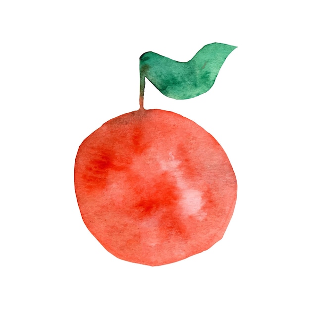 Aquarel illustratie van rode appel met blad Schattig fruit Veganistisch eten Natuur biologisch product