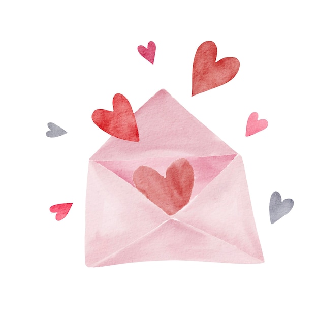 Aquarel illustratie van schattige valentijn objecten schattig item vector designenvelope