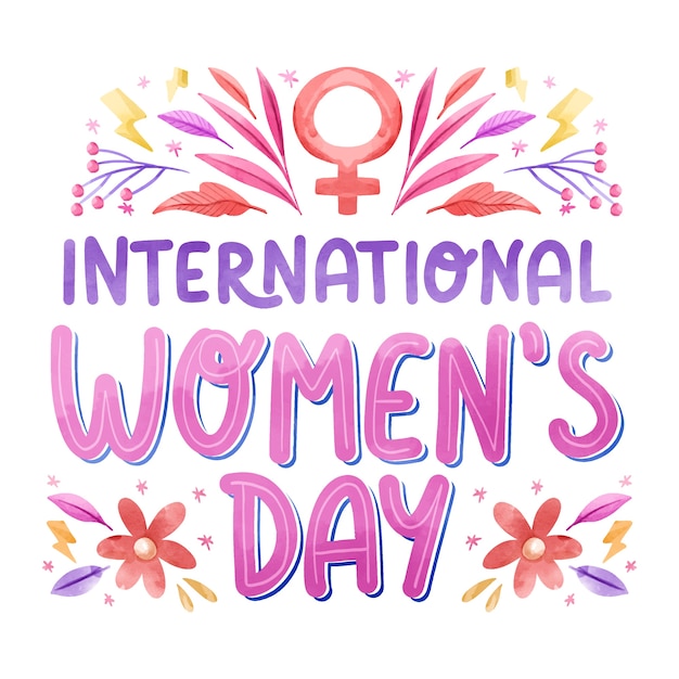 Aquarel internationale vrouwendag belettering
