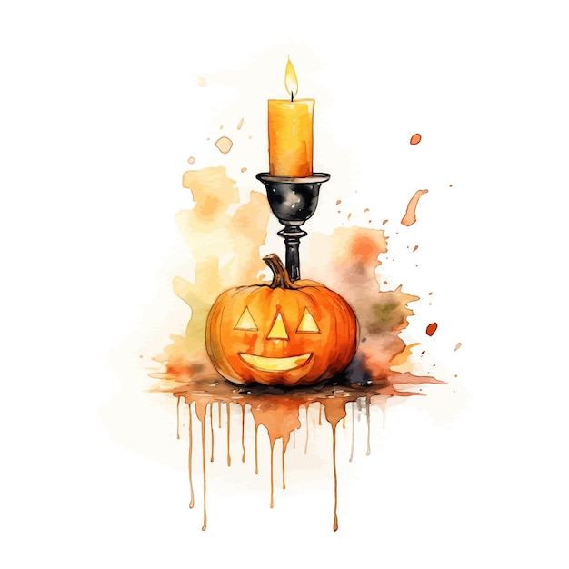 Aquarel kaars halloween witte achtergrond