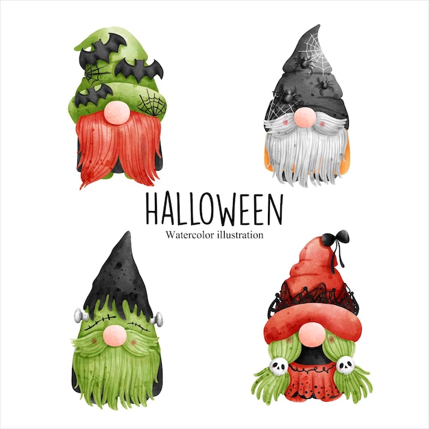 Aquarel kabouter halloween halloween vectorillustratie