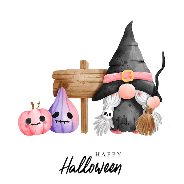 Aquarel kabouter halloween halloween vectorillustratie