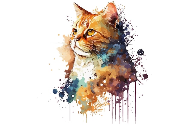 aquarel kat vector illustratie tshirt afdrukken