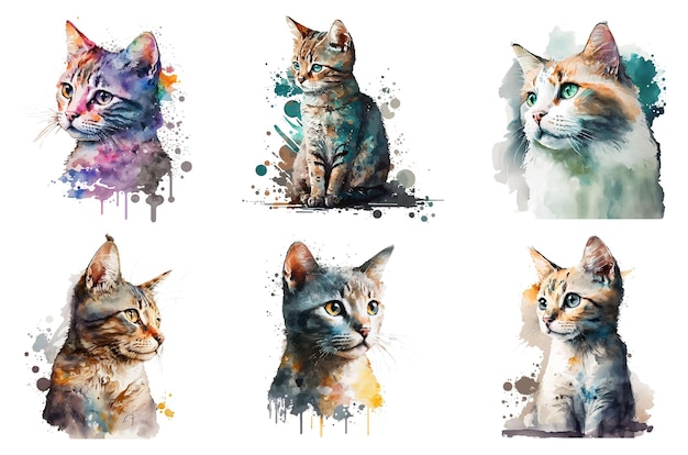 aquarel kat vector illustratie tshirt afdrukken