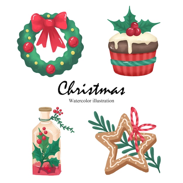 Aquarel Kerst element Vector illustratie