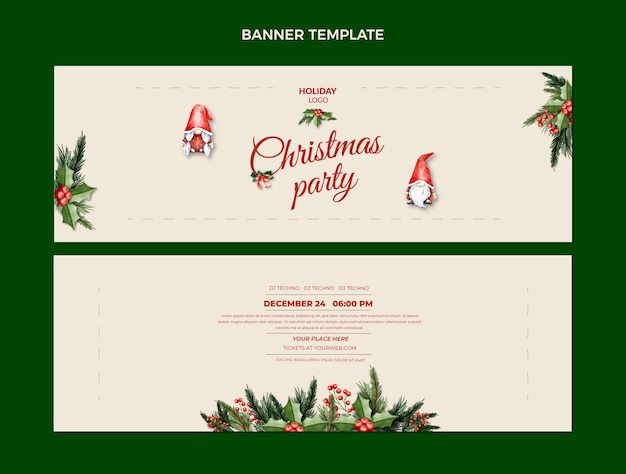 Aquarel kerst horizontale banners set