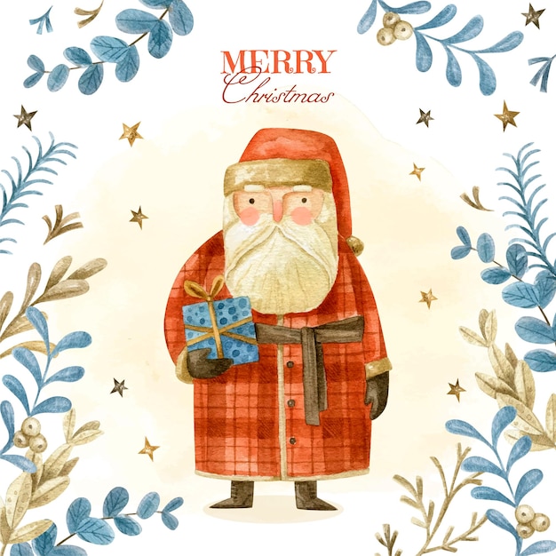 Vector aquarel kerst kerstman illustratie