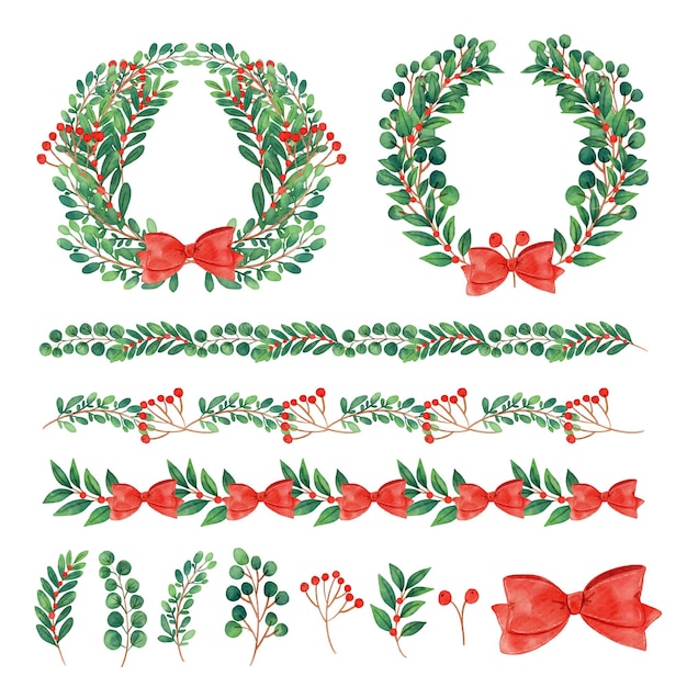 Vector aquarel kerstdecoratie illustratie