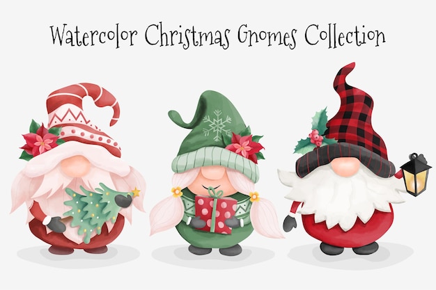 Aquarel kerstkabouters collectie