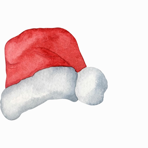 Vector aquarel kerstmuts rood