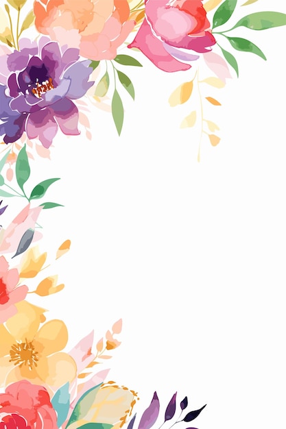 Aquarel kleurrijke bloemen vector frame