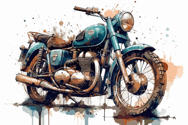 aquarel kleurrijke motorfiets geïsoleerd op witte achtergrond Motorcycle Chopper Bike Drive Hog waterc