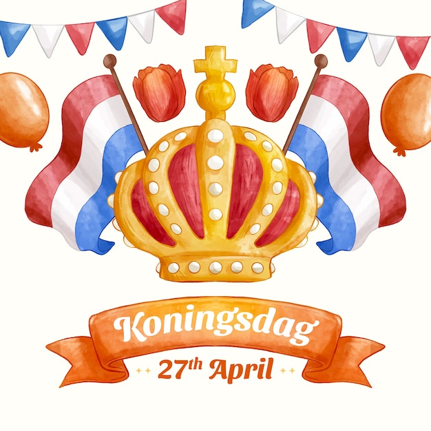 Vector aquarel koningsdag achtergrond